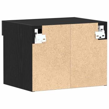 Wandregal mit LED-Lichtern Schwarz Eiche 40x30x30 cm