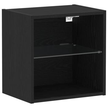 Wandschränke mit LED-Lichtern 2 Stück Schwarz Eiche 40x30x30 cm