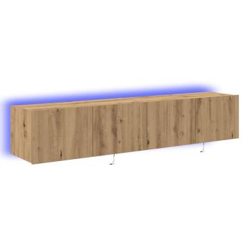 TV-Wandregale mit LED-Lichtern 2 Stück Artisan Eiche 80x35x31 cm
