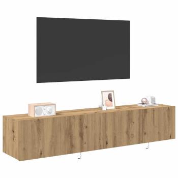 TV-Wandregale mit LED-Lichtern 2 Stück Artisan Eiche 80x35x31 cm