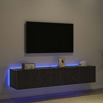 TV-Wandschrank 2 stk. Schwarz Eichen-Optik Holzwerkstoff