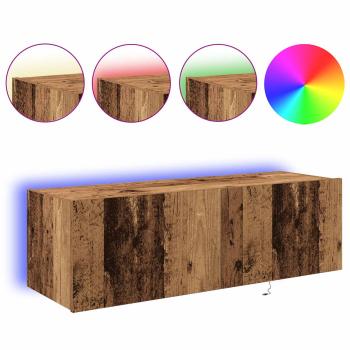 ARDEBO.de - TV-Wandregal mit LED-Lichtern Alte Holz 100x35x31 cm