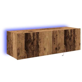 TV-Wandregal mit LED-Lichtern Alte Holz 100x35x31 cm