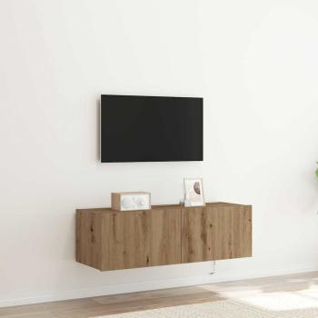 ARDEBO.de - TV-Wandregal mit LED-Lichtern Artisan Eiche 100x35x31 cm