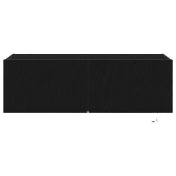 TV-Wandregal mit LED-Lichtern Schwarz Eiche 100x35x31 cm