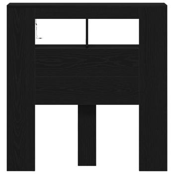 Stauraum-Kopfteil mit LED-Lichtern Schwarz Eiche 100x18,5x103,5 cm