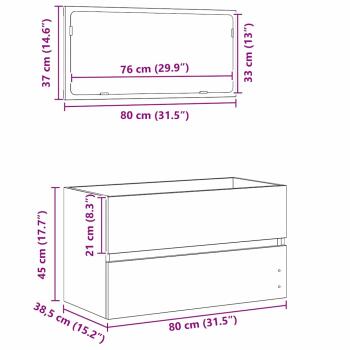2-teiliges Badezimmermöbelset Schwarz Eichenfurnier
