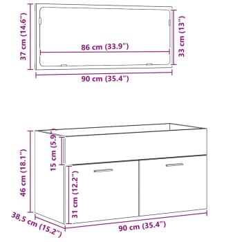 2-teiliges Badezimmermöbelset Schwarze Eiche Holzwerkstoff