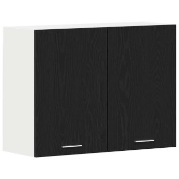 Schwarzer Eichen-Hängeschrank - 80x31x60 cm - Aus Holzwerkstoff