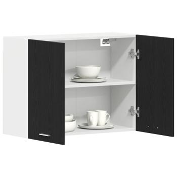 Schwarzer Eichen-Hängeschrank - 80x31x60 cm - Aus Holzwerkstoff