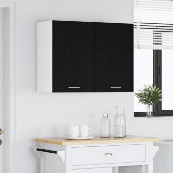 Schwarzer Eichen-Hängeschrank - 80x31x60 cm - Aus Holzwerkstoff