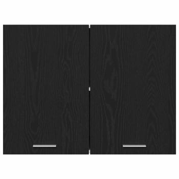 Schwarzer Eichen-Hängeschrank - 80x31x60 cm - Aus Holzwerkstoff