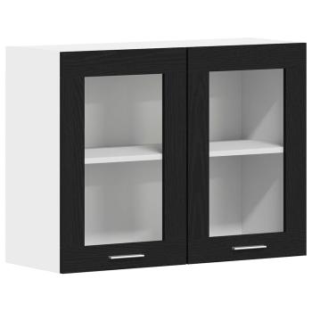 Schwarzer Eichenhängeschrank 80x31x60 cm aus Holzwerkstoff