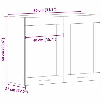 Schwarzer Eichenhängeschrank 80x31x60 cm aus Holzwerkstoff