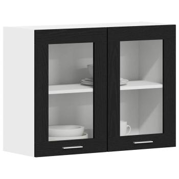 Schwarzer Eichenhängeschrank 80x31x60 cm aus Holzwerkstoff