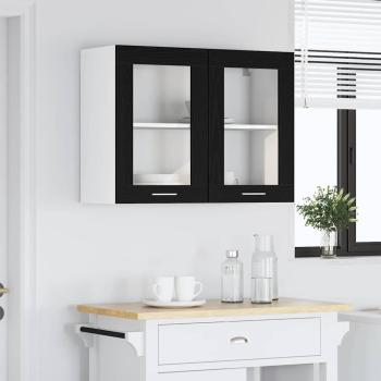 Schwarzer Eichenhängeschrank 80x31x60 cm aus Holzwerkstoff