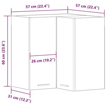 Hängendes Eckschränkchen - Schwarzer Eiche - 57x57x60 cm - Aus Holzwerkstoff hergestellt