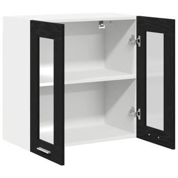 Wandglasvitrine in Schwarz-Eiche - 60x31x60 cm