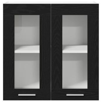Wandglasvitrine in Schwarz-Eiche - 60x31x60 cm