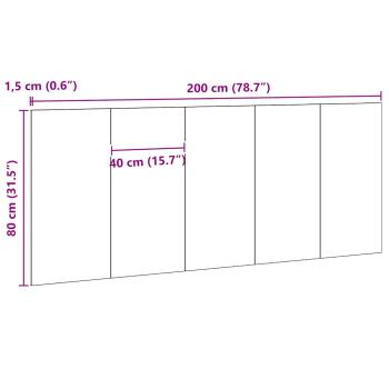 Bettkopfteile Schwarzes Eichenholz 200x1,5x80 cm Spanplatte
