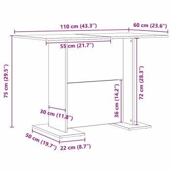 Esstisch Schwarz Eiche 110x60x75 cm Holzwerkstoff