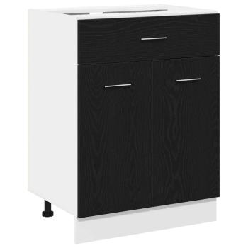 Schwarzer Eichen-Schubladenunterschrank - 60x46x81,5 cm Aus Holzwerkstoff