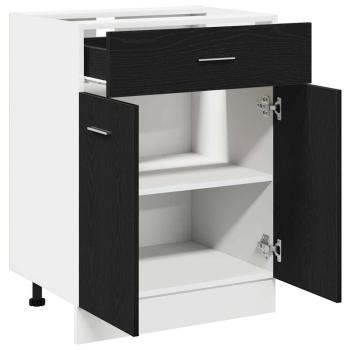 Schwarzer Eichen-Schubladenunterschrank - 60x46x81,5 cm Aus Holzwerkstoff