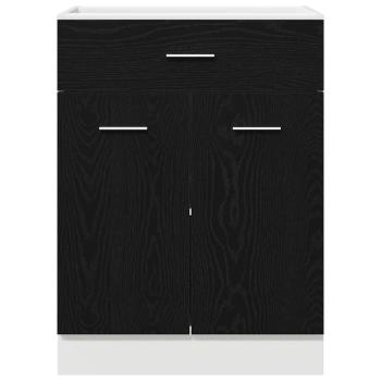 Schwarzer Eichen-Schubladenunterschrank - 60x46x81,5 cm Aus Holzwerkstoff