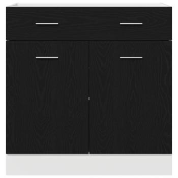 Schrank mit Schublade in Schwarz-Eiche, 80x46x81.5 cm, Hergestellt aus Holzwerkstoff