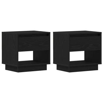 Nachttisch 2 Stück Schwarz Eiche 45x34x49 cm Holzwerkstoff