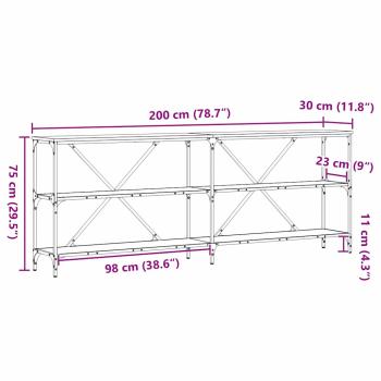 Konsolentisch Alte Holz 200x30x75 cm Ingenieurholz und Stahl