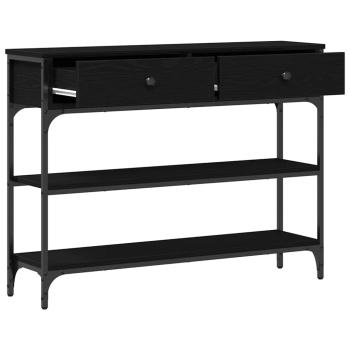 Konsole Tisch Schwarz Eiche 100x25x75 cm Ingenieurholz & Stahl