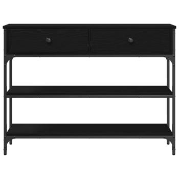 Konsole Tisch Schwarz Eiche 100x25x75 cm Ingenieurholz & Stahl