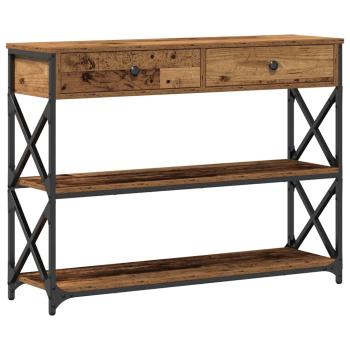 Konsolentisch Alteiche 100x28x75 cm Besteck Holz & Stahl