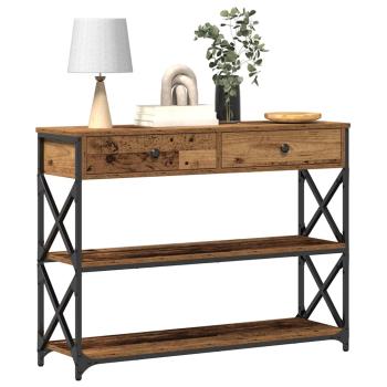Konsolentisch Alteiche 100x28x75 cm Besteck Holz & Stahl