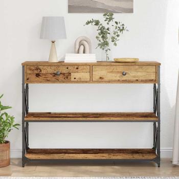 Konsolentisch Alteiche 100x28x75 cm Besteck Holz & Stahl