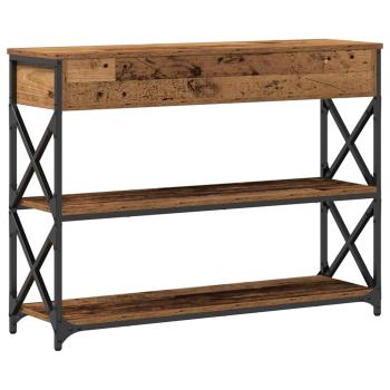 Konsolentisch Alteiche 100x28x75 cm Besteck Holz & Stahl