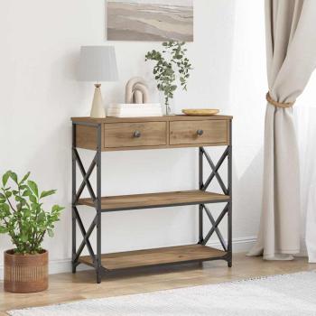 ARDEBO.de - Konsole Tisch Artisan Eiche 75x28x75 cm Ingenieure Holz und Stahl