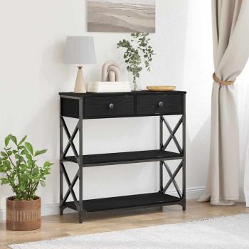 ARDEBO.de - Konsolentisch Schwarz Eiche 75x28x75 cm Holzwerkstoff und Stahl