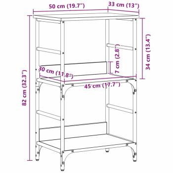 Bücherregal Schwarz Eiche 50x33x82 cm Holzwerkstoff und Stahl
