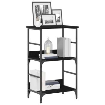 Bücherregal Schwarz Eiche 50x33x82 cm Holzwerkstoff und Stahl