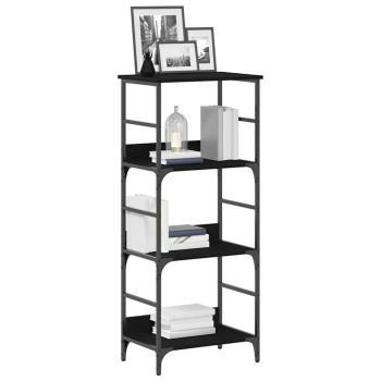 Bücherregal Schwarz Eiche 50x33x117,5 cm Holzwerkstoff und Stahl