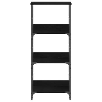 Bücherregal Schwarz Eiche 50x33x117,5 cm Holzwerkstoff und Stahl