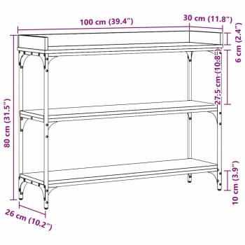 Konsolentisch Alte Eiche 100x30x80 cm Ingenieusholz und Stahl