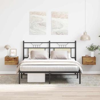 Nachttische 2 Stück Wandmontiert Altholz 35x35x20 cm