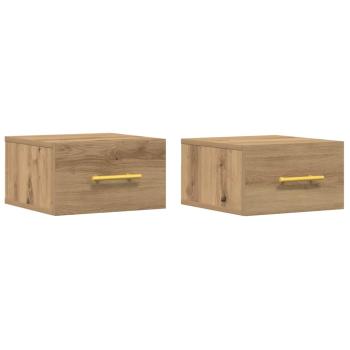Nachttische 2er Set Wandmontiert Artisan Eiche 35x35x20 cm