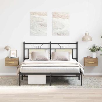Nachttische 2er Set Wandmontiert Artisan Eiche 35x35x20 cm