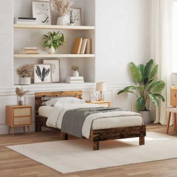 ARDEBO.de - Bettgestell mit LED-Lichtern Alteiche 90x200 cm Engineered Wood