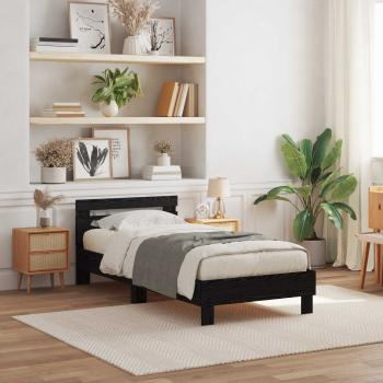 ARDEBO.de - Bettgestell mit LED-Lichtern Schwarz Eiche 75x190 cm engineered Wood