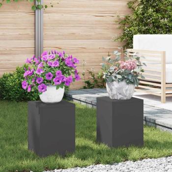 ARDEBO.de - Outdoor Pflanzenständer Säule 2er Set Schwarz 24x24x35 cm Stahl